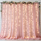 Ledido 10×10ft Pink Tulle Backdrop Curtain with Light(2 Panels 5×10ft) - Image 2