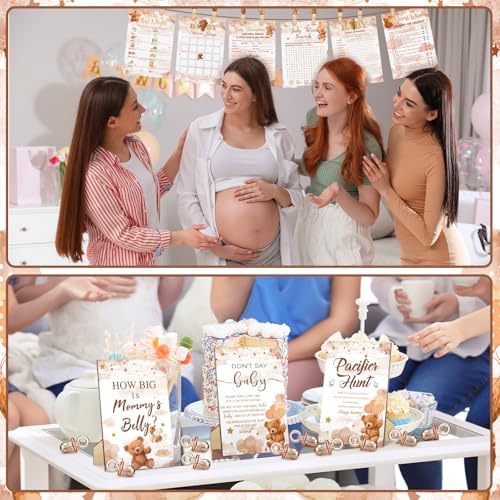 476 Pcs Brown Bear Baby Shower Games, 9 Style Baby Shower Activities - Image 4
