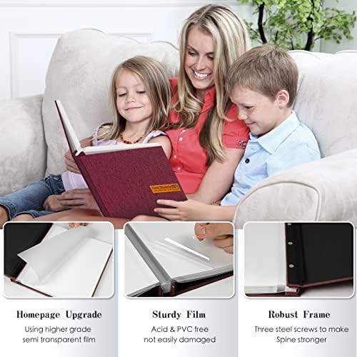 Spbapr Large Photo Album Self Adhesive Magnetic Scrapbook,DIY Scrapbook Album for 4x6 5x7 8x10 Picture,60 Pages Linen Cover Memory Book for Wedding Family Baby Pets, with Metallic Pen and Scraping - Image 3