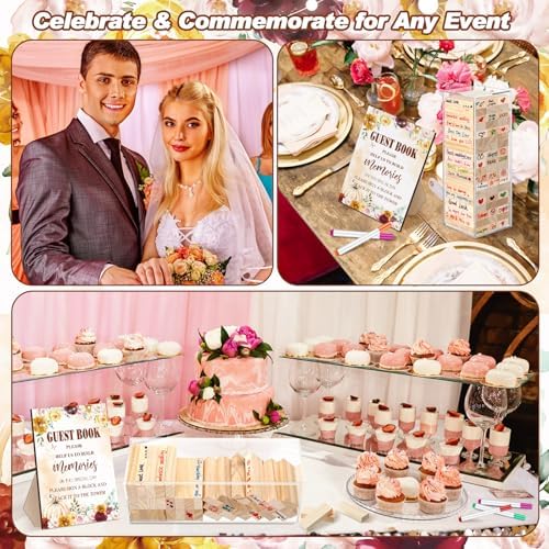 80 Wedding Guest Book Alternative tumbling tower Wooden Block, Pumpkin - Image 6