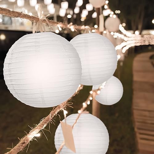 Treela 90Pack White Chinese Paper Lantern for Wedding Party Decor, 8 Inch - Image 2