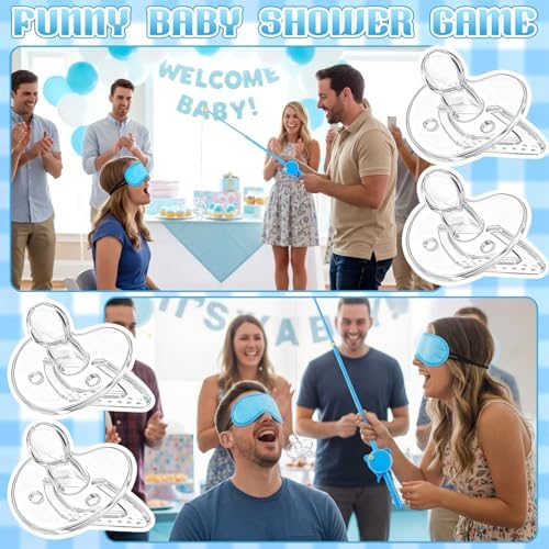 6 Set Blue Baby Shower Games Fishing The Pacifiers, Stylish - Image 5