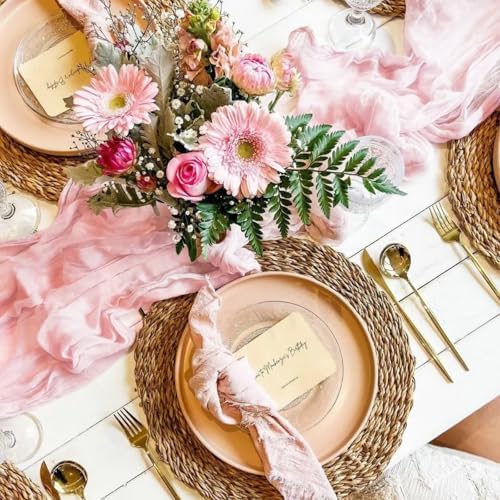 Showgeous 16 Pack Pink Cheesecloth Table Runner 17 x 108 Inch - Image 7