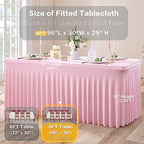 4 pk Spandex Tablecloths for 8 Foot Rectangle Tables, Pink Stretch Table Cloth 8ft Fitted Tablecover Desk Skirt for Parties Weddings Birthday Banquet Baby Shower - Image 5