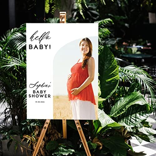 Andaz Press 16"x20" Personalized Canvas Baby Shower Welcome Sign, Custom Photo Minimal Arch Gender Neutral Large Welcome Baby Shower Sign for Easel Stand, Baby Shower Decorations - Image 3