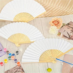 Abanicos De Mano para Fiesta 24PCS White Bamboo Paper Fan - Foldable (Wedding Gift/Party Decor) - Image 4