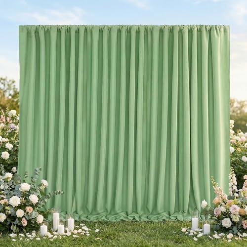 Sage Green Backdrop Curtains 30ftx10ft Wedding Polyester Photo Drapes - Image 5