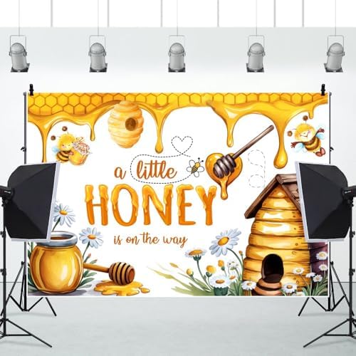Leowefowa Bee Baby Backdrops for Photography 10x5ft A Little Honey is on The Way Baby Shower Party Decorations Banner for Kids Honeycomb Bumble Bee Baby Shower Photography Background Vinyl - Image 4