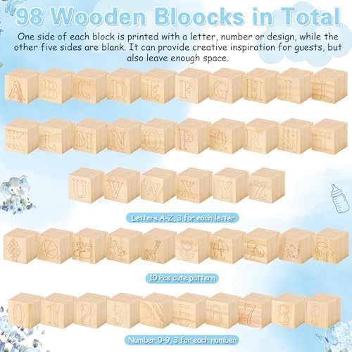 Marsui 136 Pcs Baby Shower Blocks to Decorate Game Kit, Blue Butterfly - Image 2
