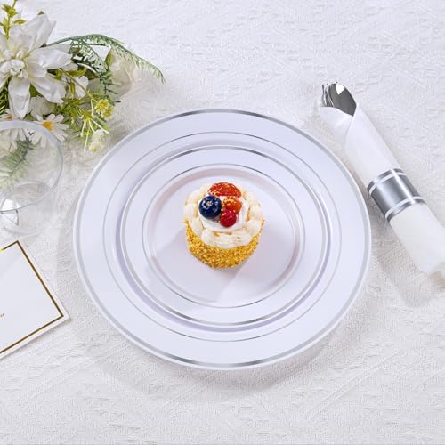 DaYammi 210PCS Silver Plastic Dinnerware Set for 30 Guests - Image 6