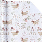 WRAPAHOLIC Jumbo Baby Shower Wrapping Paper - 30 Inch x 100 Feet Jumbo Roll - Hello Baby and Rabbit in Bassinet Design for Neutral Baby Shower, Boys Girls Kids Birthday - Image 3
