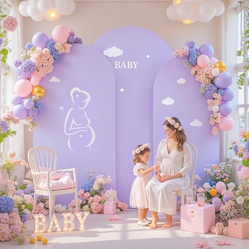 Set of 3 Arch Backdrop Covers(7.2ft, 6.6ft, 6ft) - Premium Stretchy Spandex Backdrop Arch Stand Cover for Baby Shower,Wedding,Party Decor Chiara Cover with Double-Sided Design(Pink Lavender) - Image 5