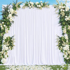 10x10 White Backdrop Curtain for Parties Wedding Wrinkle Free White Photo Curtains Backdrop Drapes Fabric Decoration for Baby Shower 5ft x 10ft,2 Panels by Tao-GePartyDecorations