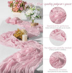 Teruntrue 20 Pack Light Pink Cheesecloth Table Runner 17x108 Inch, Boho Gauze Sheer Fabric Cheese Cloth Table Runners for Wedding Party Bridal Shower Baby Shower Birthday Home Decor Garden Farmhouse - Image 3