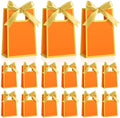 AmazingSpark 50 Pcs Orange Gold Mini Gift Bags Bulk 6.3 x 3.9 x 2.8 Inch Party Favors Elegant Small Gift Bags with Handles and Ribbon Bows for Wedding Birthday Bridal Baby Shower Party Favors by Unknown