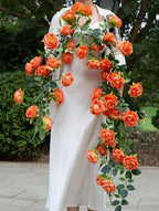 2Pcs 12Ft Bendable Flower Garland Faux Rose Vine for Home Decor,Orange by zhixinyue