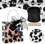 Hosuly 24 Pcs Cow Print Clear Gift Bags with Handle, Transparent PVC Tote - Image 4