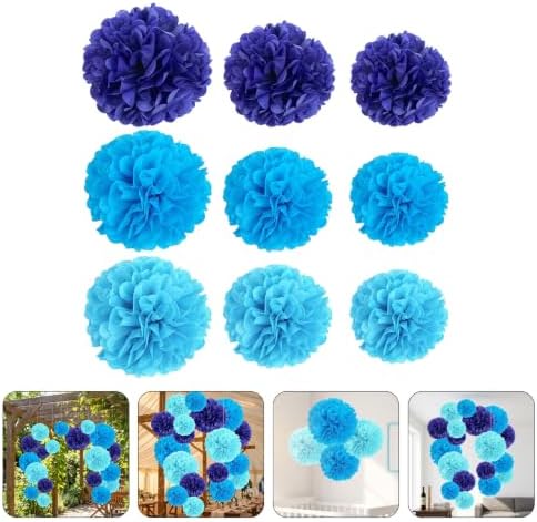 Blue Tissue Paper Pom Poms Party Decorations Easy to Hang - Image 7