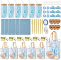 68Pcs Baby Shower Prizes for Game Winners Gifts Wedding Bridal Shower Gifts Including Glass Cans Notebooks Soy Candles Hair Clips for Baby Shower Wedding Bridal Shower Game Prizes (Blue, 6 Sets) by Rigibright