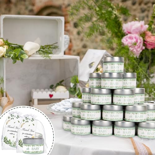 50Set Baby Shower Candle Party Favors Leaf Lavender Scented Candles Bulk Favors for Guests Girl Boy Baby Shower Gender Reveal Party Gifts - Image 6