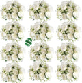 Peonies Artificial Flowers Bouquet, Lifelike Silk Fake Peonies with Stems for Home Table Centerpieces, Wedding, Party & DIY Bridal Floral Arrangements (12, White) by Unknown