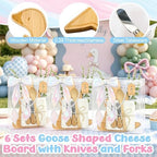 50 Pcs Wooden Goose Party Decoration Gifts Baby Shower Prizes for Game Winner 6 Sets Geese Cheese Board with Knives Forks Gift Bag One Silly Goose Party Favors for Guests Birthday Supplies - Image 6