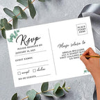 Andaz Press 56-Pack Personalized RSVP Postcards for Wedding Minimal Eucalyptus Leaf Cardstock Response Reply Cards for Bridal Shower Baby Shower Birthday Event Custom Date Return Address 4 x 6-Inch - Image 2