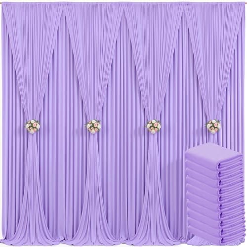 10 Panels Lavender Backdrop Curtain for Parties Wedding Light Purple Wrinkle Free 50ft x 10ft Backdrop Drapes for Baby Shower Birthday Party Photo Photography Polyester Fabric Background Decoration by Suppromo