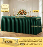Green Polyester Table Cloths for Rectangle 8 Foot Tables, 6 Pack Wrinkle Free Tablecloths Stretchy Banquet Ruffle Fitted Table Cover Desk Skirt for Parties Wedding Birthday Baby Shower - Image 5