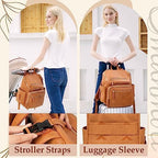 Omanmoli Diaper Bag Backpack Large Baby Diaper Bag Leather with 17 Diaper Bag Organizing Pouches,Changing Pad,Stroller Straps,4 Insulated Pockets,Honey - Image 6