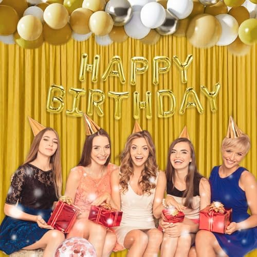 10 x 10 Feet Gold Backdrop Curtain for Partie, Background Curtains for Photoshoot, Birthday, Wedding, Halloween, Thanksgiving, Christmas Day, New Year Party Decorations 5Ft x 10Ft, 2 Panels - Image 4