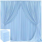 30x10ft Baby Blue Backdrop Curtain for Wedding Parties Wrinkle Free Fabric Light Blue Drapes Backdrop Decoration for Baby Shower Birthday Photography Decoration 6 Panels, 5ft x 10ft by Gogoparti