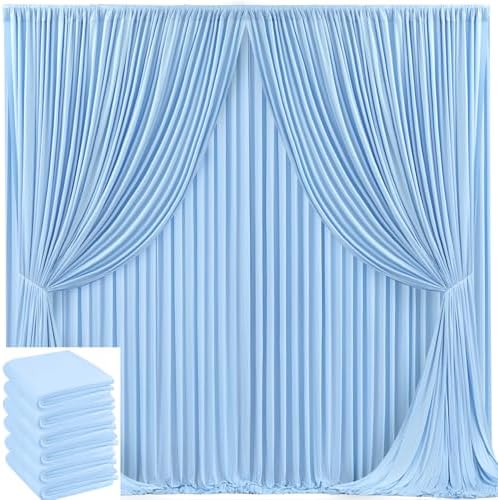 30x10ft Baby Blue Backdrop Curtain for Wedding Parties Wrinkle Free Fabric Light Blue Drapes Backdrop Decoration for Baby Shower Birthday Photography Decoration 6 Panels, 5ft x 10ft by Gogoparti