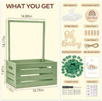 Giftacity Wooden Baby Shower Crate, Large Green Personalized Gift Basket - Image 3