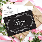 Andaz Press 56-Pack Personalized RSVP Postcards for Wedding Art Deco Cardstock Response Reply Cards for Bridal Shower Baby Shower Birthday Event Custom Date and Return Address 4 x 6-Inch - Image 3