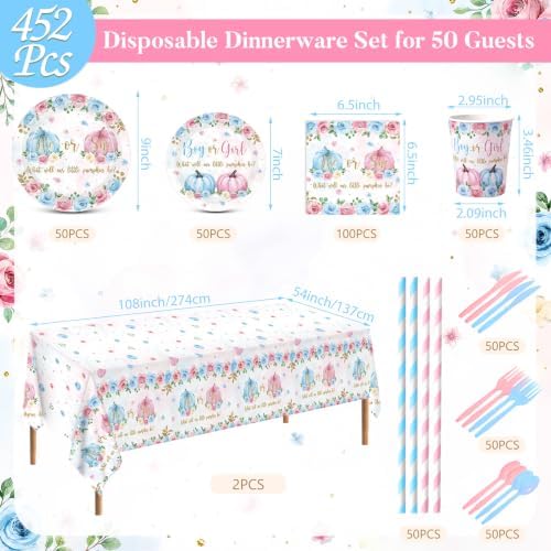 Ceenna Fall Gender Reveal Party Supply Decoration for 50, Pink Blue - Image 3