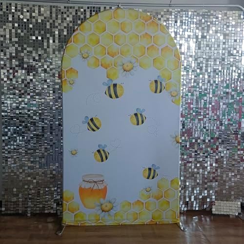 Honey Bee Arch Stretchy Covers for Birthday Party Decoration Honeycomb Honeypot Arched Stand Cover Baby Shower Favors Props(Only Cover) - Image 6