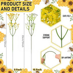 Novabright 3 Set 6 Inch Bee Hive Vase with Artificial Flowers Jute Rope - Image 3