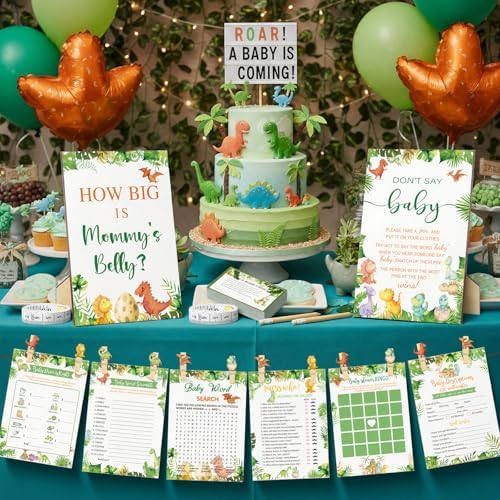 Funnymoom 426 Pcs Dinosaur Baby Shower Games Set, 8 Activities Bingo - Image 5