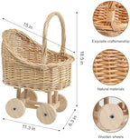 Vintage Woven Rattan Baby Carriage Basket – Handcrafted Wicker Stroller for Baby Shower, Flower Girl Basket, Baby Things, Rustic Home Decor, Photography Props, Floral Arrangements(Middle) - Image 2