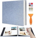 Large Photo Album Scrapbook, Holds 4x6, 8x10 Pictures, Self-Adhesive Pages for Baby, Wedding, Travel & Family Memories, Includes Metallic Pen & Scraper, Light Blue DIY Memory Book for Gifts by HoneyTolly