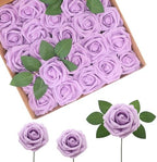 Artificial Flowers Realistic Roses, 100pcs Real Looking Fake Roses with Stem for DIY Wedding Bouquets Centerpieces Bridal Shower Party Home Romantic Decorations (Light Purple) by BringmoreJoyinyourlife