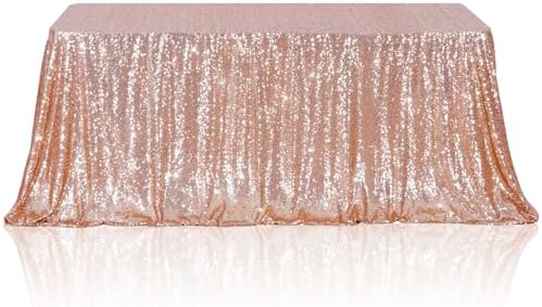 Poise3EHome Rose Gold Sequin Tablecloth 72×108 Inch Rectangle Sparkly Fabric Table Cloth for Birthday Wedding Party Christmas Holiday Baby Shower Decoration by Poise3EHome