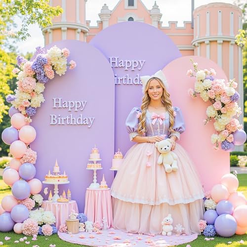 Set of 3 Arch Backdrop Covers(7.2ft, 6.6ft, 6ft) - Premium Stretchy Spandex Backdrop Arch Stand Cover for Baby Shower,Wedding,Party Decor Chiara Cover with Double-Sided Design(Pink Lavender) - Image 2