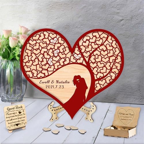 Personalized Heart Tree Wedding Guest Book Alternative Custom Tree of Life Wedding Guest Book Reception Frame Wedding Decorations for Reception Sign in Book Guests,D-Family Tree Guestbook-2 by Smallduuck