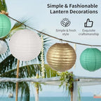 6 8 10 12 Assorted Sizes Paper Lanterns, 32 Pcs Foldable Round Lanterns for Christmas Festival Baby Shower Wedding Birthday Party, Hanging Indoor Outdoor Decoration - Image 5
