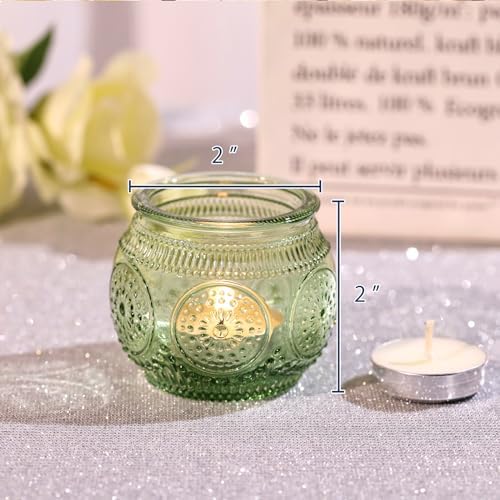 24 Pcs Green Candle Holder-Floral Style Vintage Candle Holders for Wedding Table Centerpieces, Bridal Shower Decor, Rustic Wedding Decor, Tea Party - Image 6