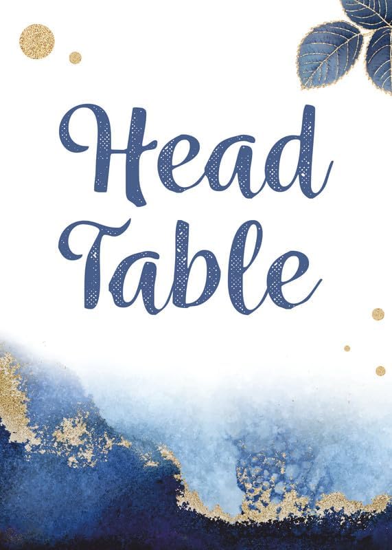 Blue Leafy Wedding Table Number Cardss 1-100 Double Sided For Reception Event Party Baby Shower Birthday 4x6 by Unknown