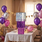 Fringe Chandelier Decoration - Sparkle Silver/Purple 38 in - Image 2