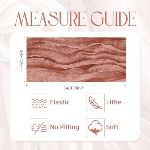 Wokceer Cheesecloth Table Runner Dark Rose 10FT Boho Gauze Runner, 12 Pack - Image 2